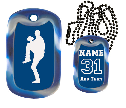 Baseball Pitcher Dog Tag Necklace