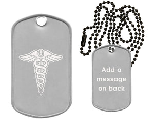 Caduceus Dog Tag Necklace