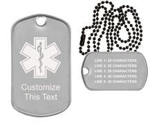 Load image into Gallery viewer, Medical Alert ID Dog Tag Necklace
