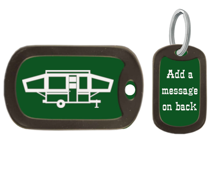 Pop Up Camper Dog Tag Key Chain