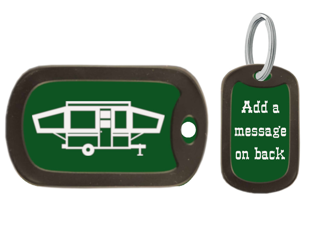 Pop Up Camper Dog Tag Key Chain