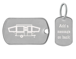 Pop Up Camper Dog Tag Key Chain